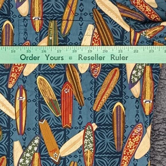 Pride Of Hawaii Surfboard Print Shirt Large Men Blue VTG Aloha Button Up - Picture 5 of 9